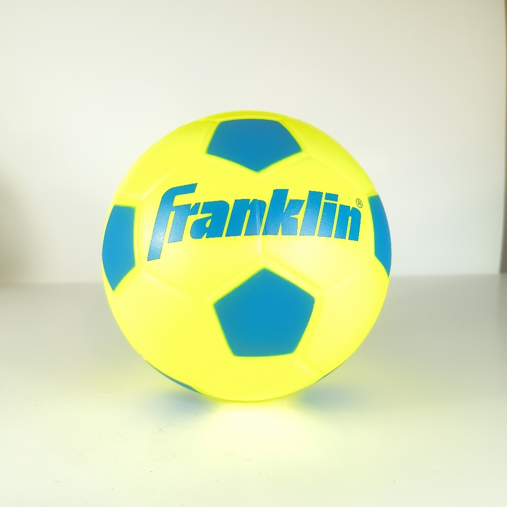 Franklin Neon Yellow Blue Soccer Ball Youth Size Kids Foam Ball New